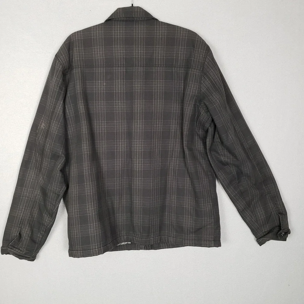 Hurley Mens XL Zip Flannel Jacket Insulated Shacket Black Plaid Grunge Outdoor